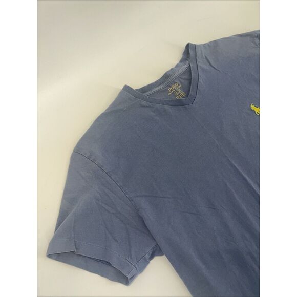 Ralph‎ Lauren Polo Tshirt Small Blue VNeck Small Pony Logo Short Sleeve Mens - Picture 3 of 3